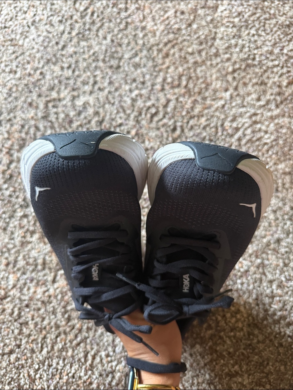Hoka Black and White Athletic Running Sneakers - Picture 8 of 8
